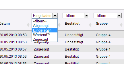 Mit der Teilnehmerliste organisieren