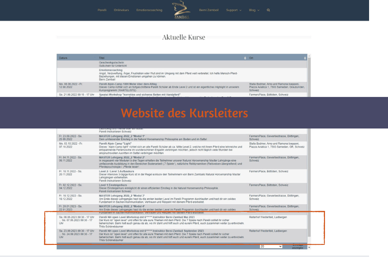 Kurse auf anderen Websites anzeigen lassen
