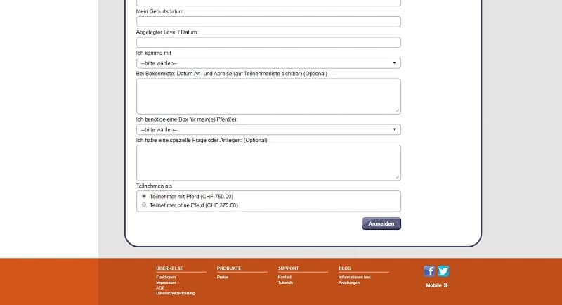 Kurse beim Anmelden bezahlen